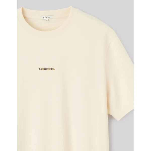 T-shirt broderie poitrine Naturel