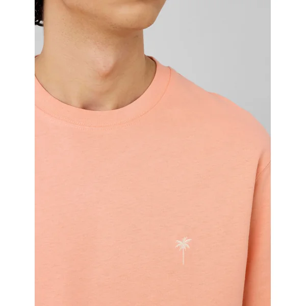 T-shirt broderie poitrine Pêche