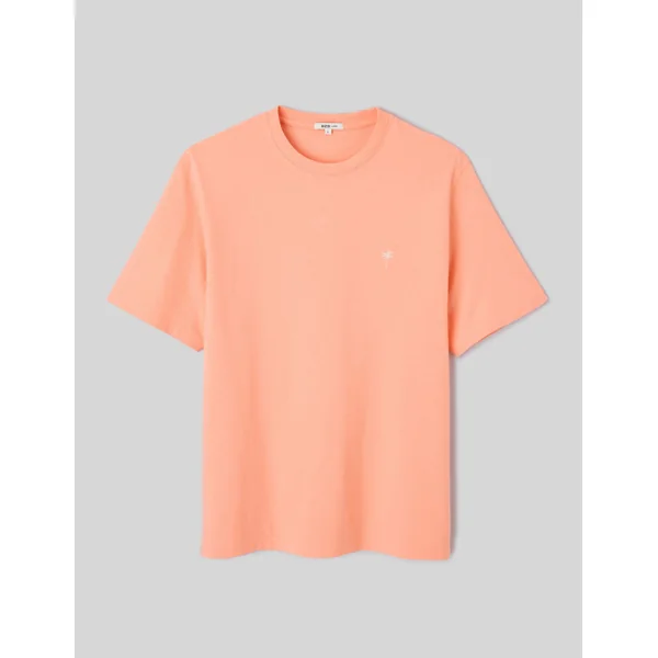 T-shirt broderie poitrine Pêche
