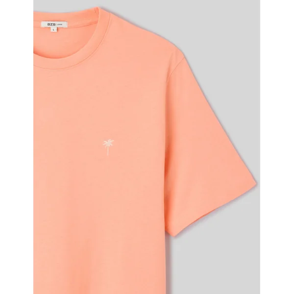 T-shirt broderie poitrine Pêche