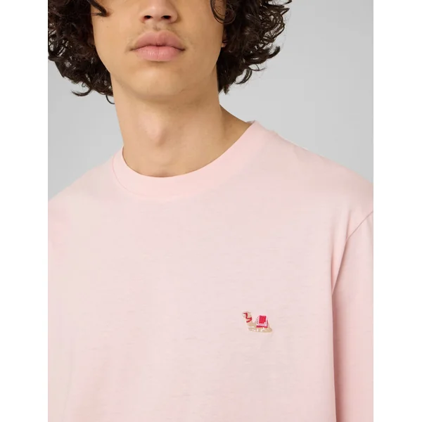 T-shirt broderie poitrine Rose