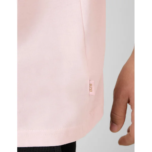 T-shirt broderie poitrine Rose