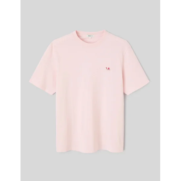 T-shirt broderie poitrine Rose