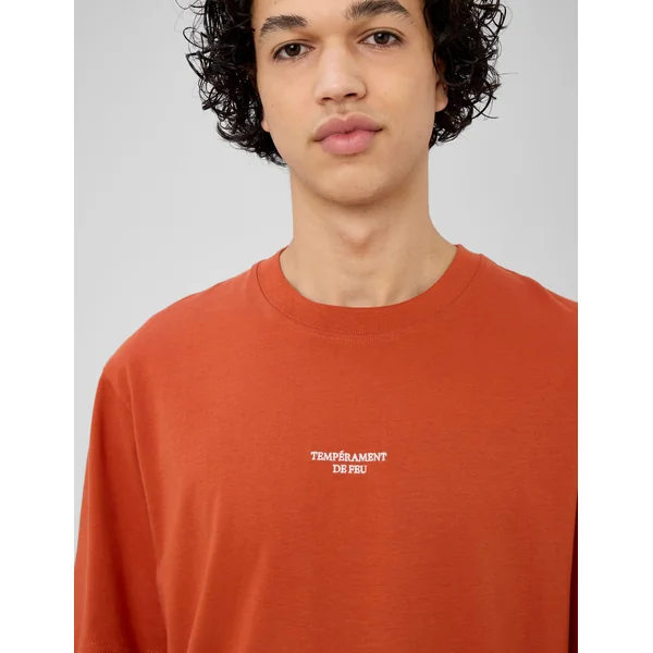 T-shirt broderie poitrine Rouille