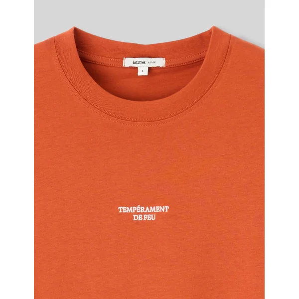 T-shirt broderie poitrine Rouille