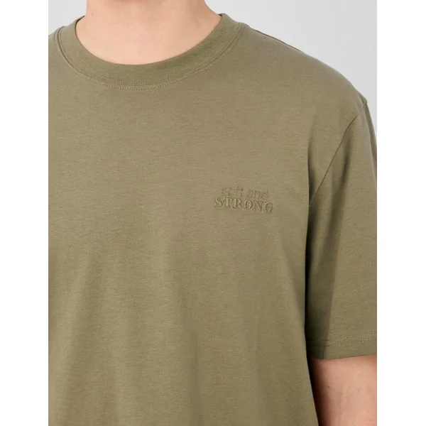 T-shirt broderie poitrine Vert Kaki