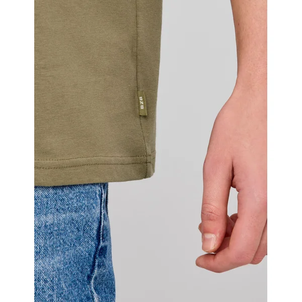 T-shirt broderie poitrine Vert Kaki
