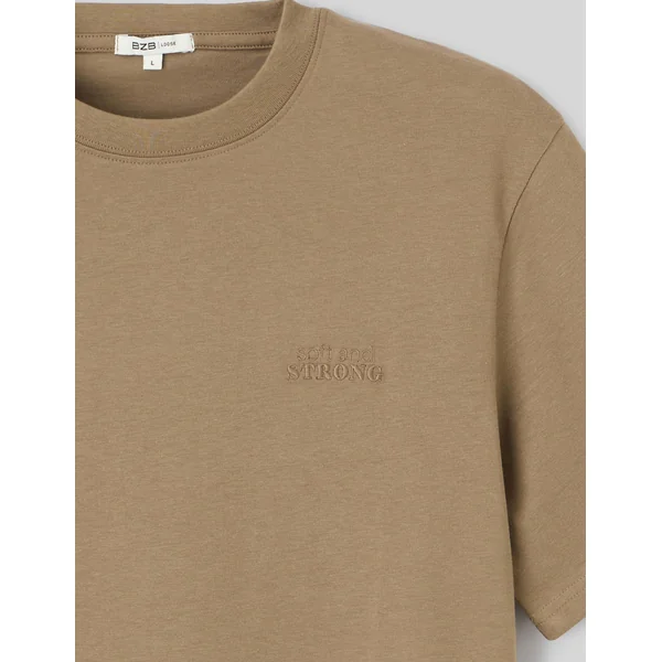 T-shirt broderie poitrine Vert Kaki