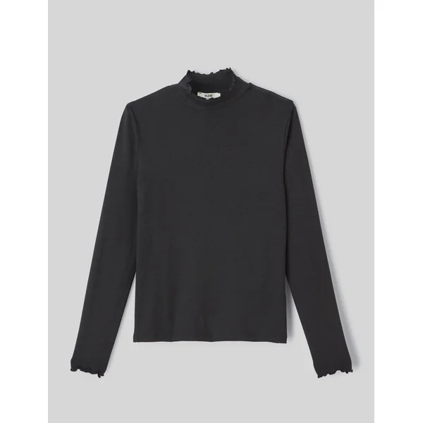 T-shirt col montant uni Noir