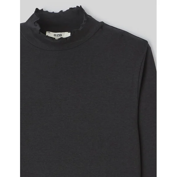 T-shirt col montant uni Noir