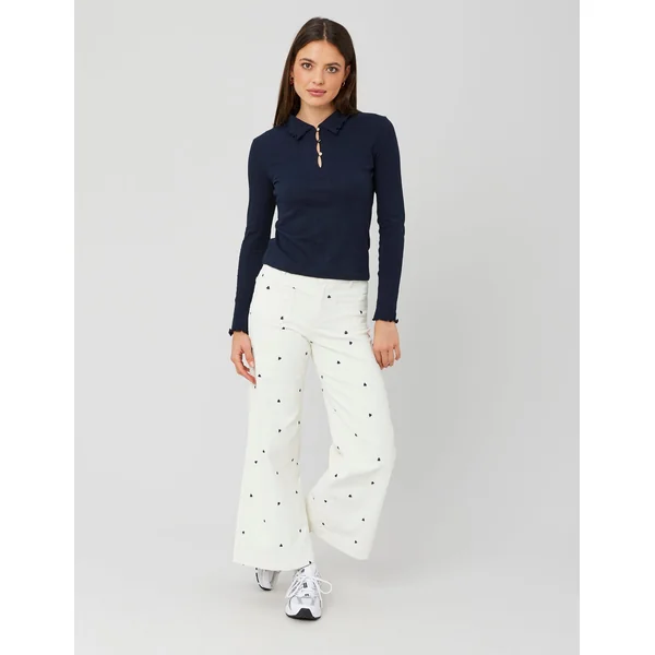 T-shirt col polo Bleu foncé