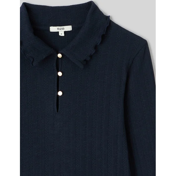 T-shirt col polo Bleu foncé