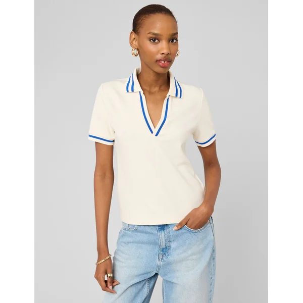 T-shirt col polo Ecru