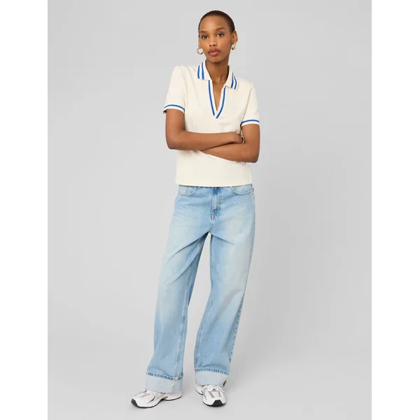T-shirt col polo Ecru