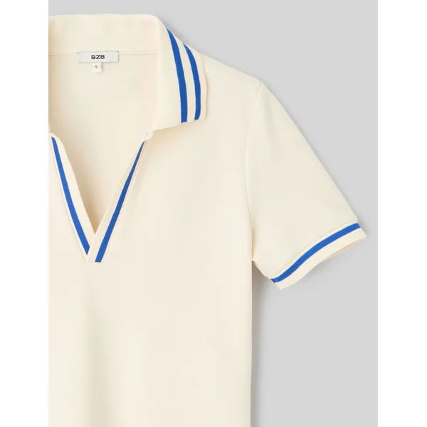 T-shirt col polo Ecru