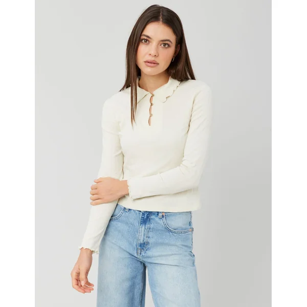 T-shirt col polo Ecru