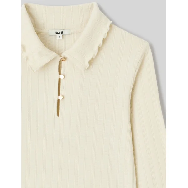T-shirt col polo Ecru