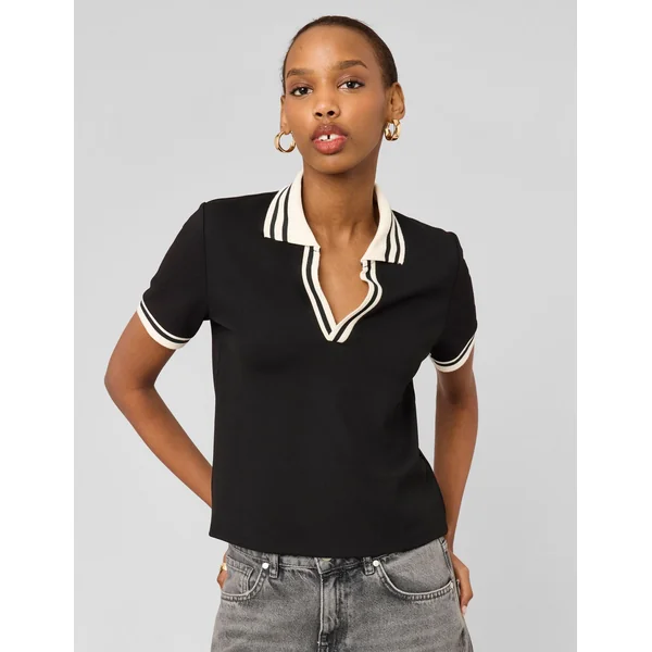 T-shirt col polo Noir