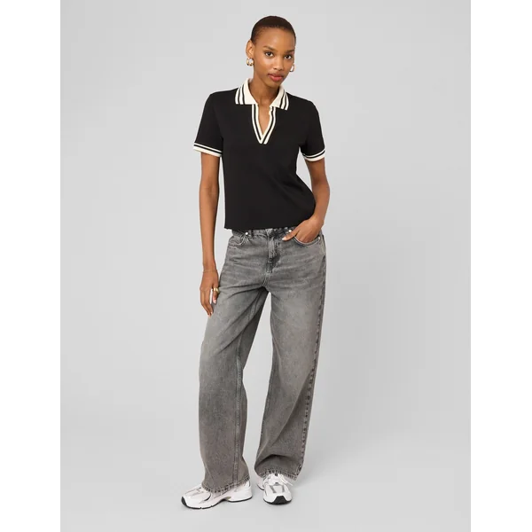 T-shirt col polo Noir