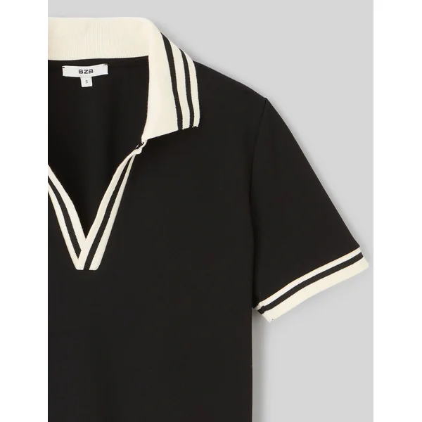 T-shirt col polo Noir