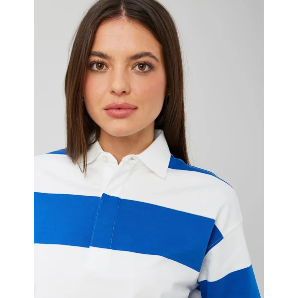 T-shirt col polo rayé Bleu foncé
