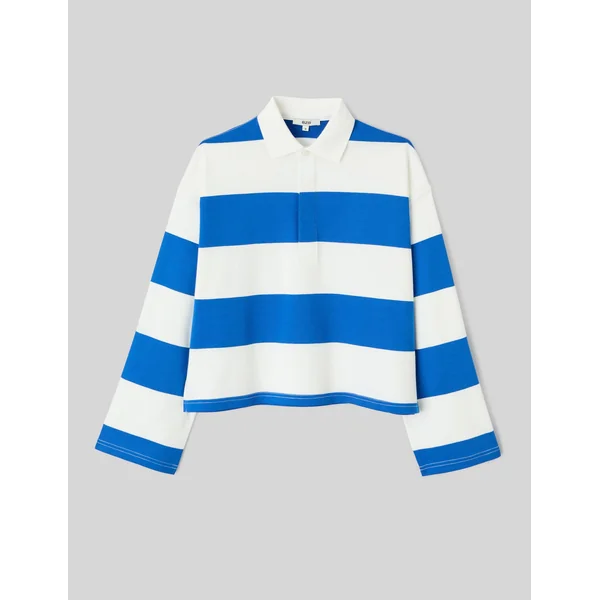 T-shirt col polo rayé Bleu foncé