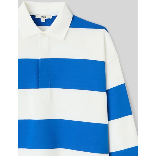 T-shirt col polo rayé Bleu foncé