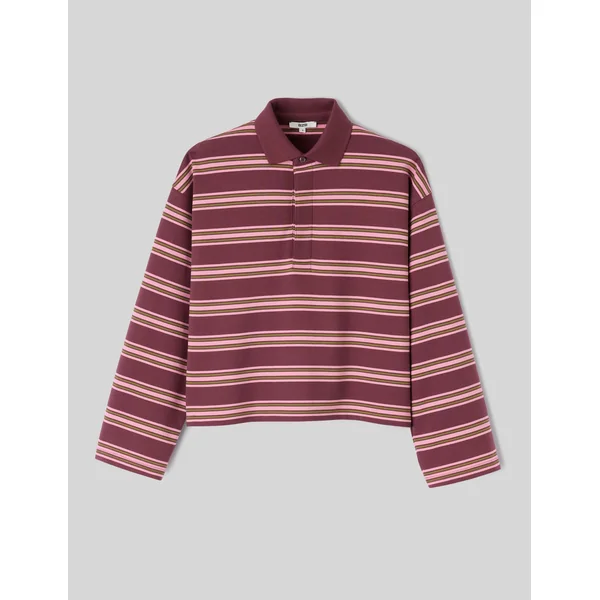 T-shirt col polo rayé Multicolore