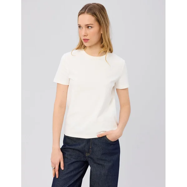 T-shirt col rond Blanc écru