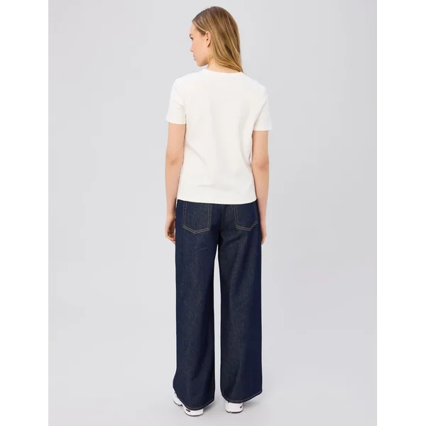 T-shirt col rond Blanc écru