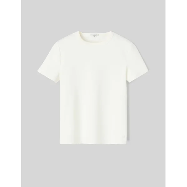 T-shirt col rond Blanc écru