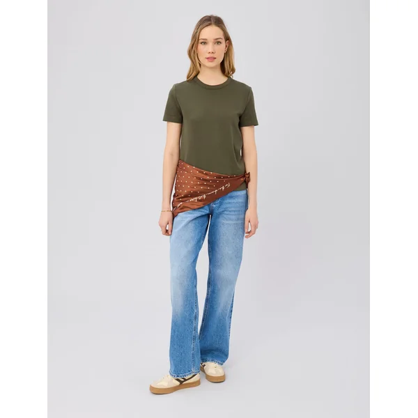 T-shirt col rond Vert kaki