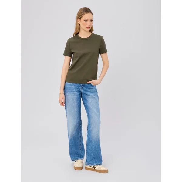 T-shirt col rond Vert kaki