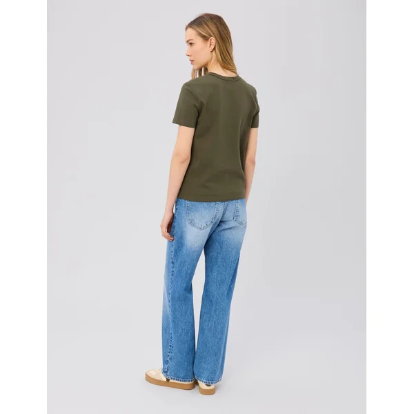 T-shirt col rond Vert kaki