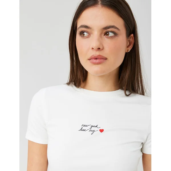 T-shirt collab I love NY imprimé devant Blanc écru