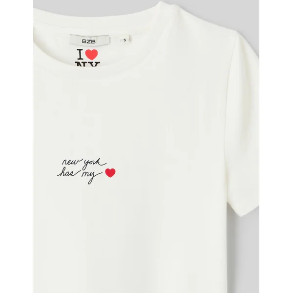 T-shirt collab I love NY imprimé devant Blanc écru
