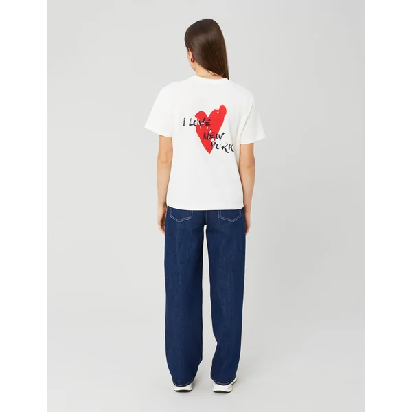 T-shirt collab I love NY imprimé devant/dos Blanc écru