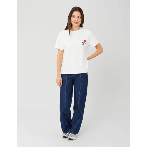 T-shirt collab I love NY imprimé devant/dos Blanc écru