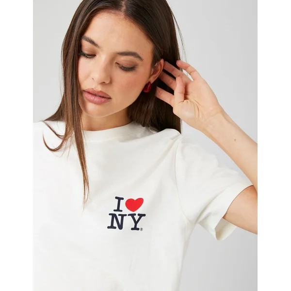 T-shirt collab I love NY imprimé devant/dos Blanc écru