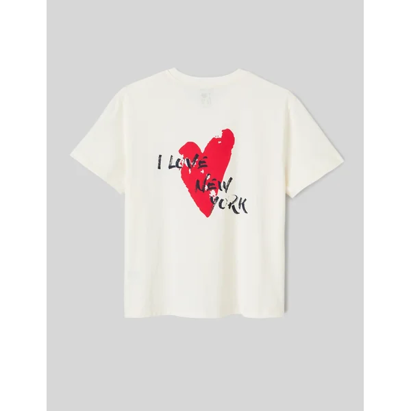 T-shirt collab I love NY imprimé devant/dos Blanc écru