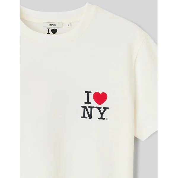 T-shirt collab I love NY imprimé devant/dos Blanc écru