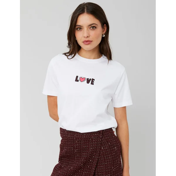 T-shirt collab Keith Haring imprimé devant/dos Blanc