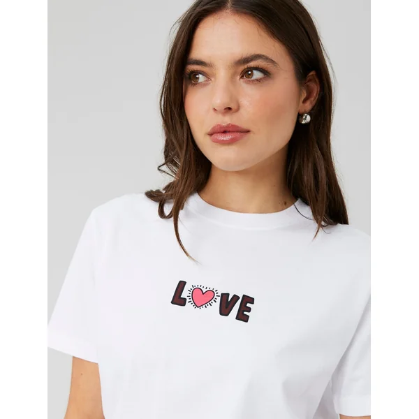 T-shirt collab Keith Haring imprimé devant/dos Blanc