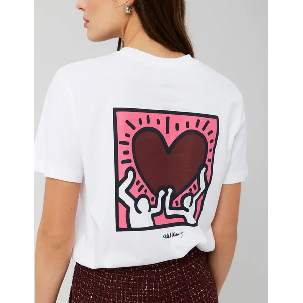 T-shirt collab Keith Haring imprimé devant/dos Blanc