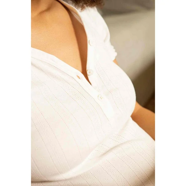 T-shirt de grossesse et d'allaitement - Cache Cœur Lingerie - Blanc en coton bio Cache Coeur