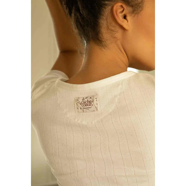 T-shirt de grossesse et d'allaitement - Cache Cœur Lingerie - Blanc en coton bio Cache Coeur