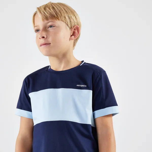 T-shirt de tennis Junior - TTS dry bleu foncé