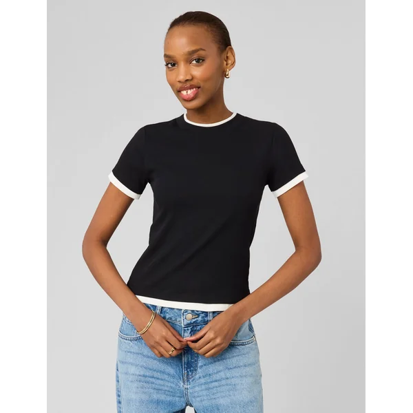 T-shirt effet de superposition Noir