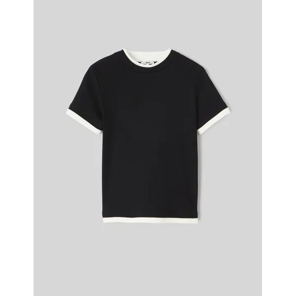 T-shirt effet de superposition Noir