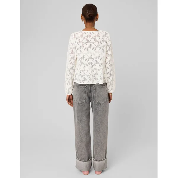 T-shirt en crochet à nouer Blanc écru